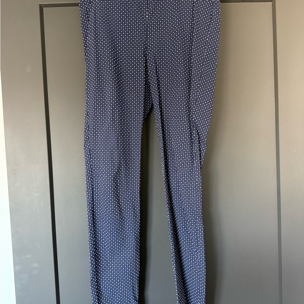 Navy Blue Polka Dot Stretch Pants